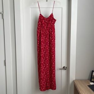 Are well Red Floral Spaghetti Strap Jumpsuit